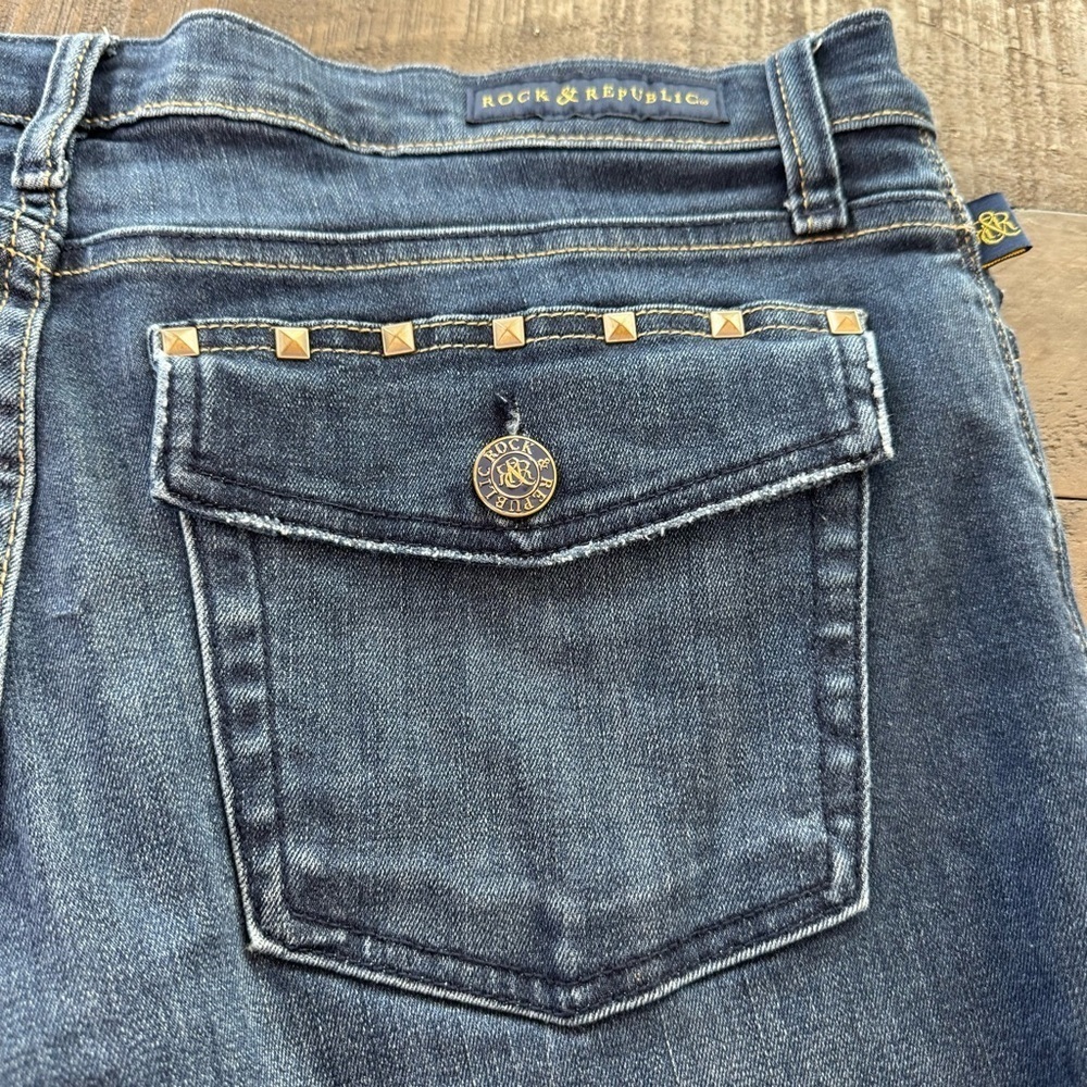 Rock & Republic Jeans Kendall Studded Pockets Cropped Size 14 R210767 - Picture 3 of 11